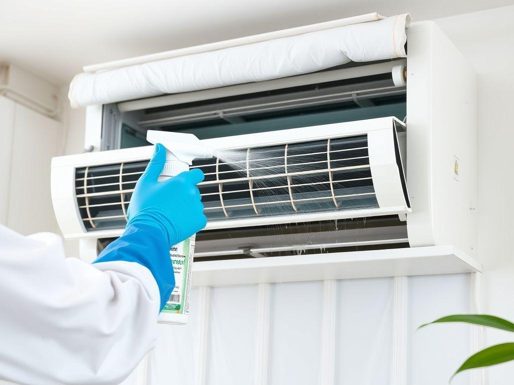 Foam chemical cleaning of air conditioner coils