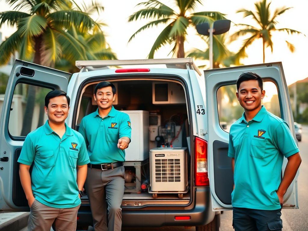 FitCare Cooling technician team beside their service van